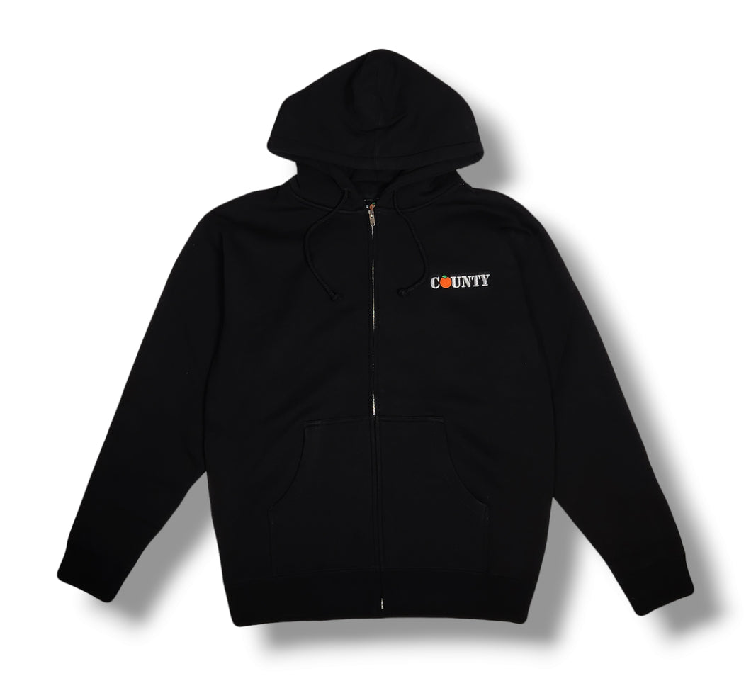 The County Zipped Hoodie (BLACK)